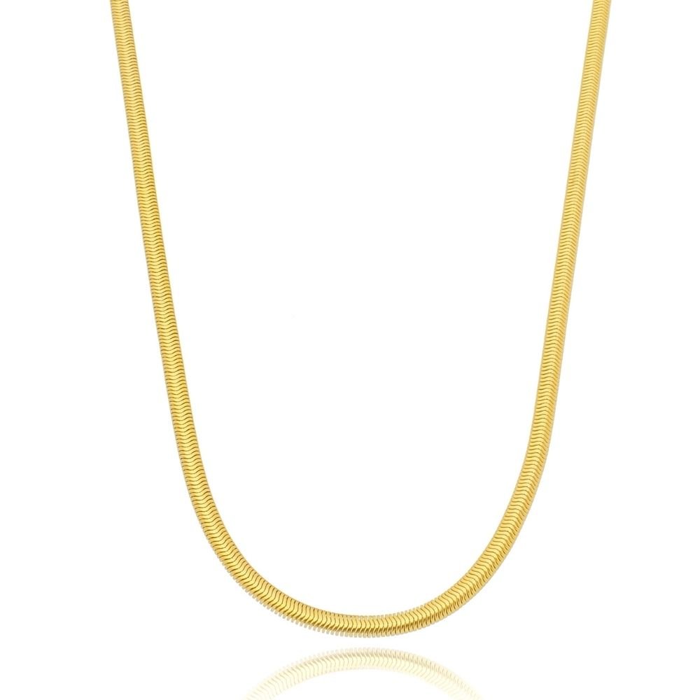 Fine 2mm Snake Chain Necklace Plated in 18k Gold