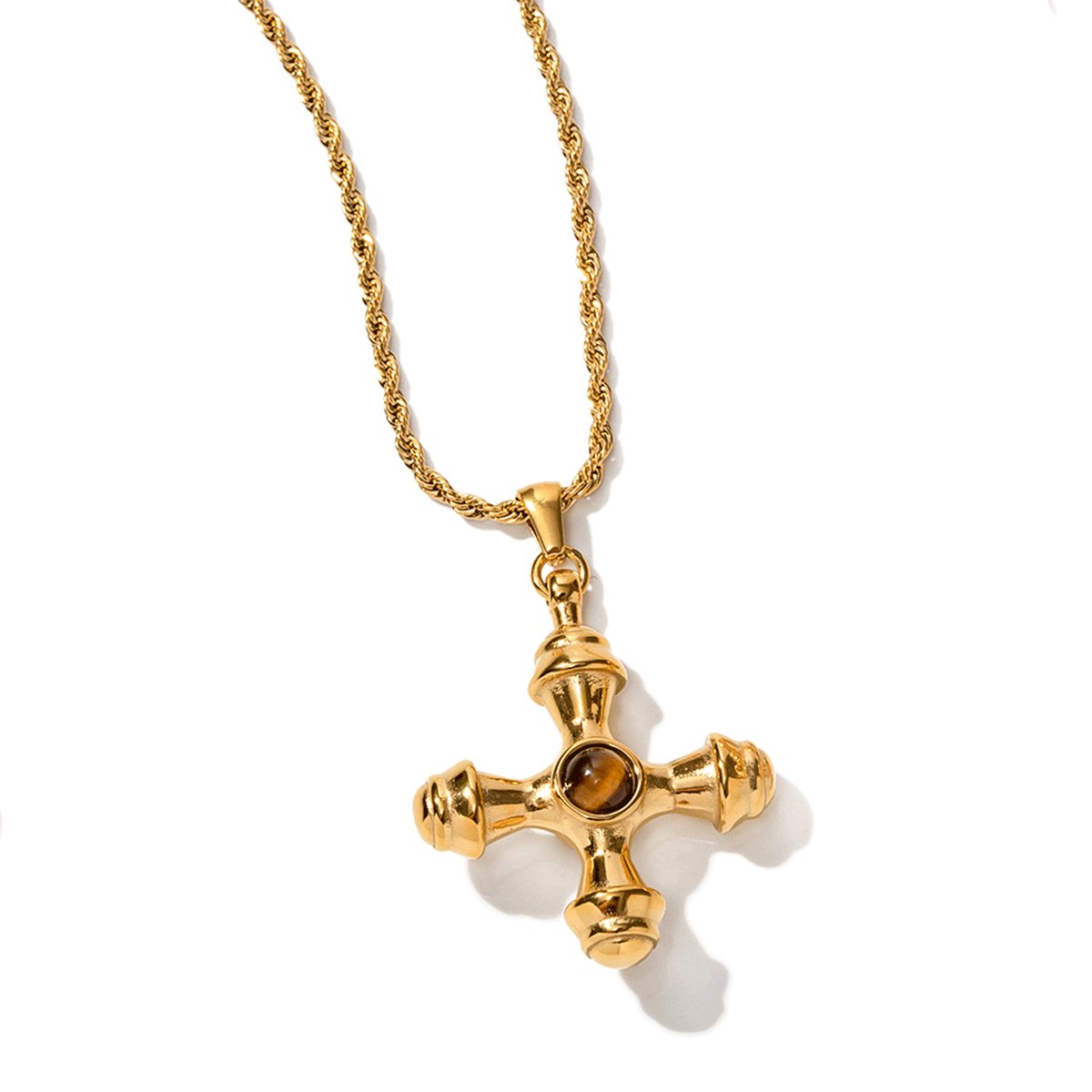 Tiger Eye Necklace Plated in 18k Gold