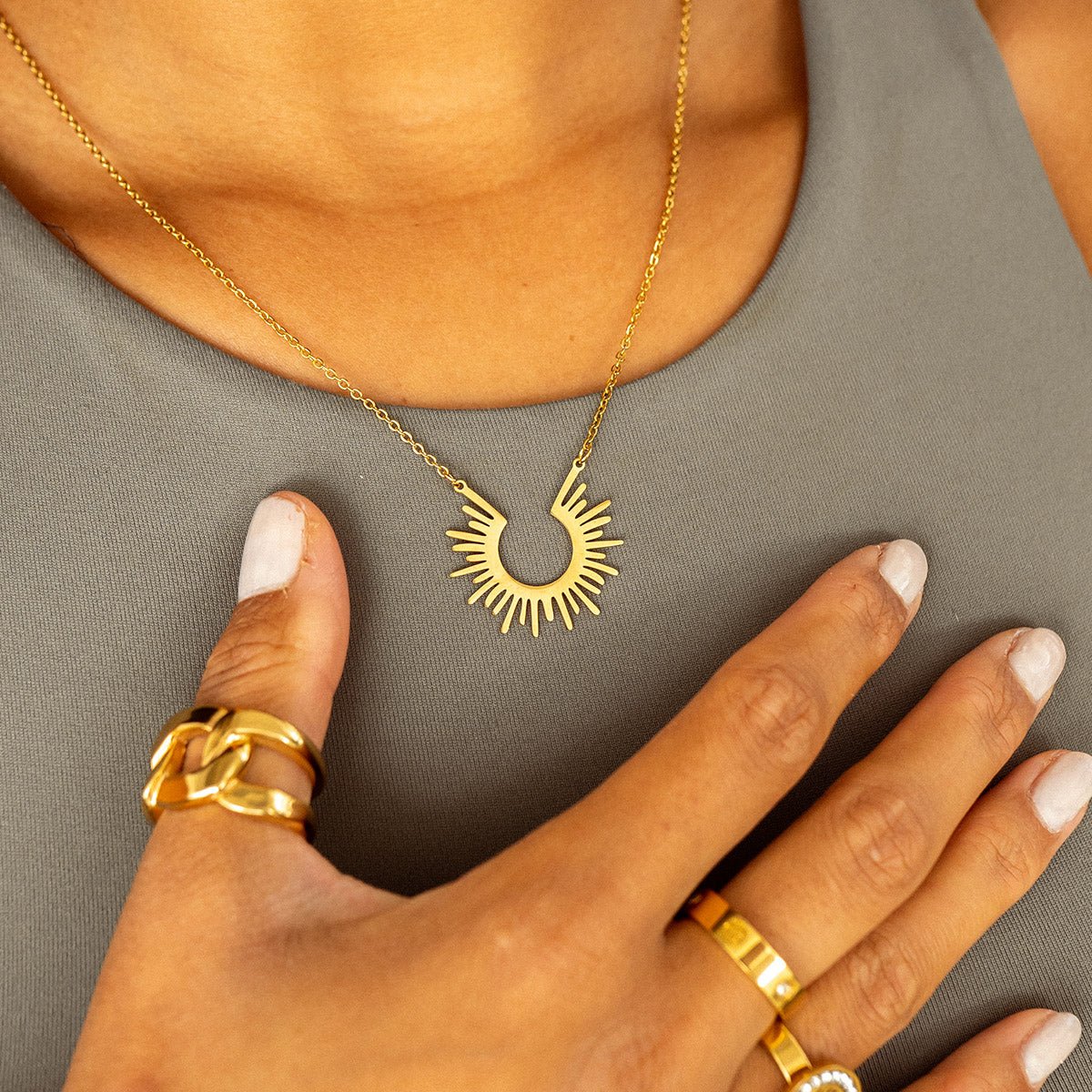 Spike Pendant Necklace Plated in 18K Gold