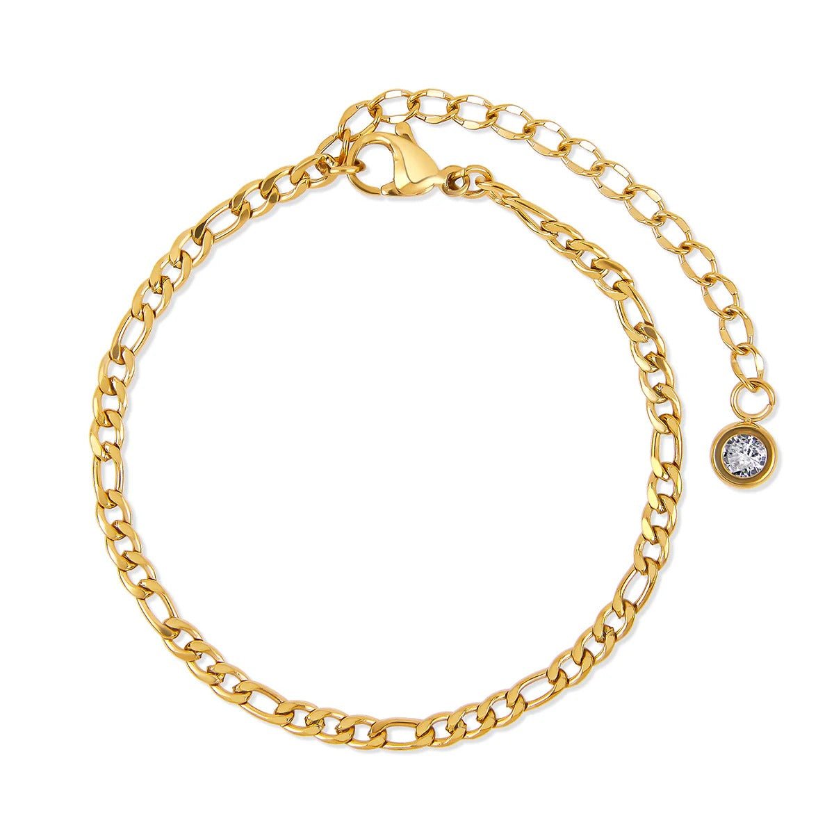Glamour Bracelet Set with Zirconia Gold Plated 18K