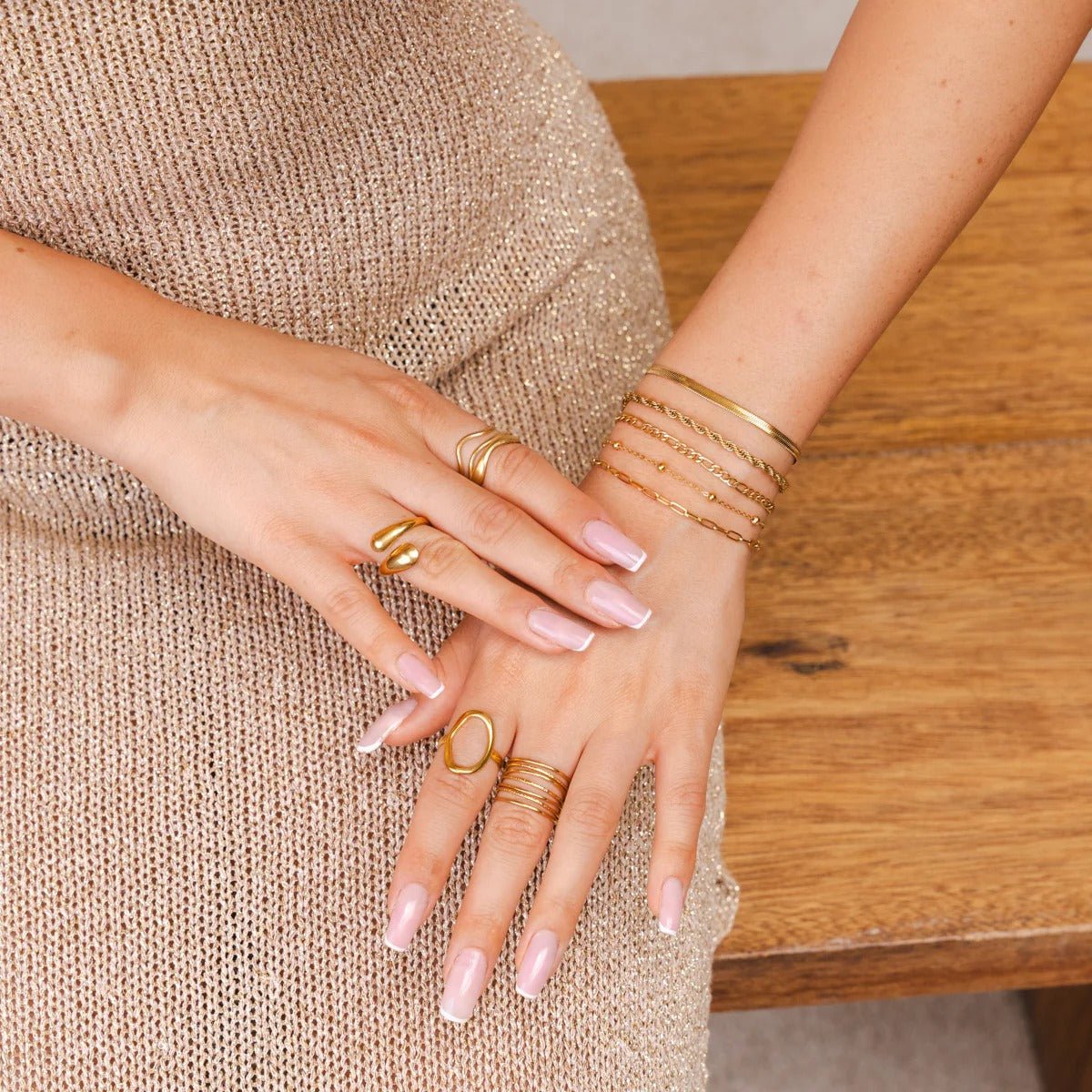 Glamour Bracelet Set with Zirconia Gold Plated 18K