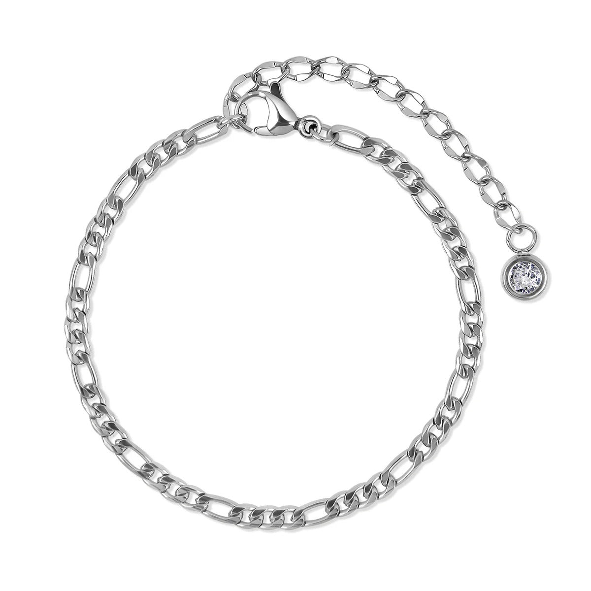 Glamour Bracelet Set with Zirconia - Silver
