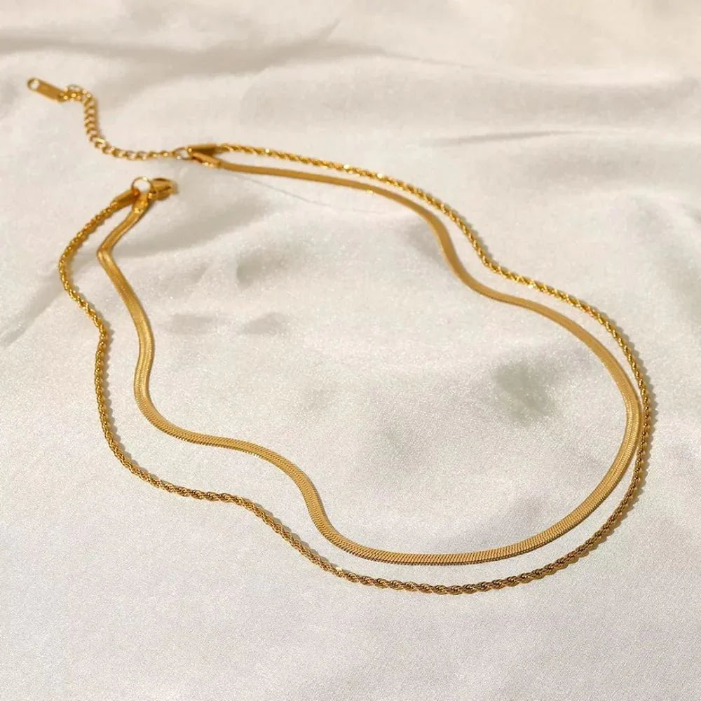 Mix Layered Necklace Melina Plated in 18k Gold