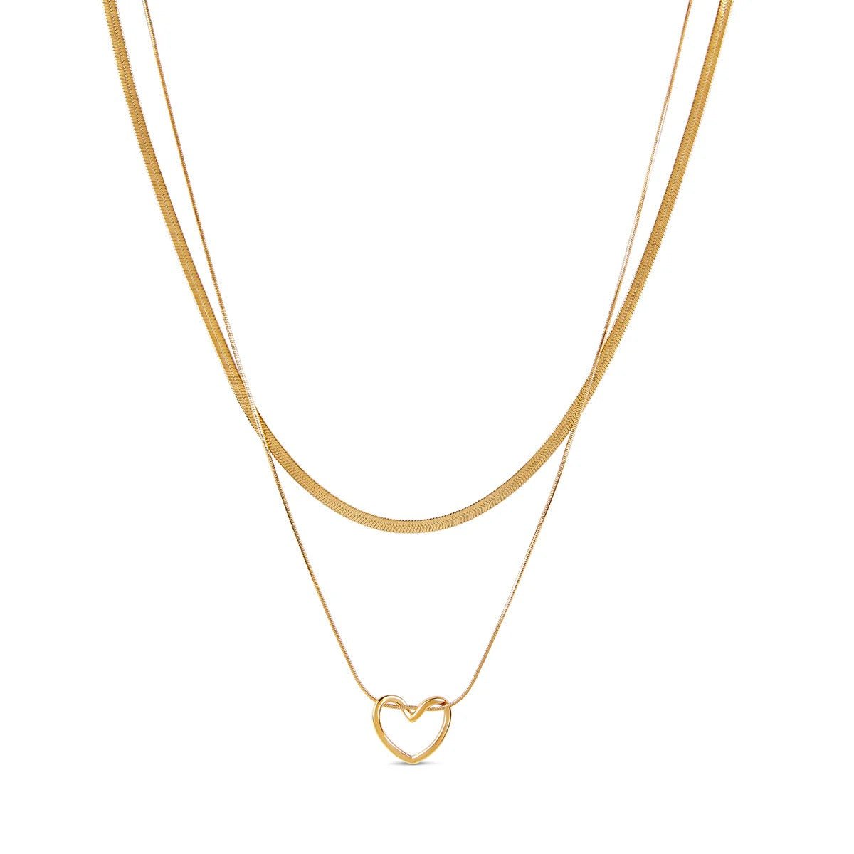 Minimalist Heart Necklace Mix Plated in 18K Gold