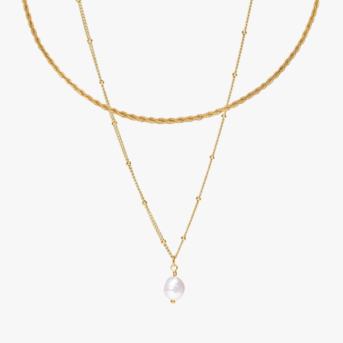 Everyday Double Layer Necklace Plated in 18k Gold