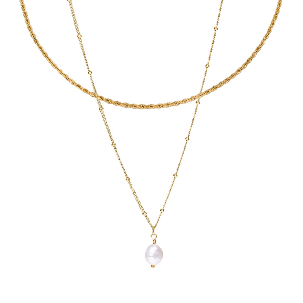Everyday Double Layer Necklace Plated in 18k Gold