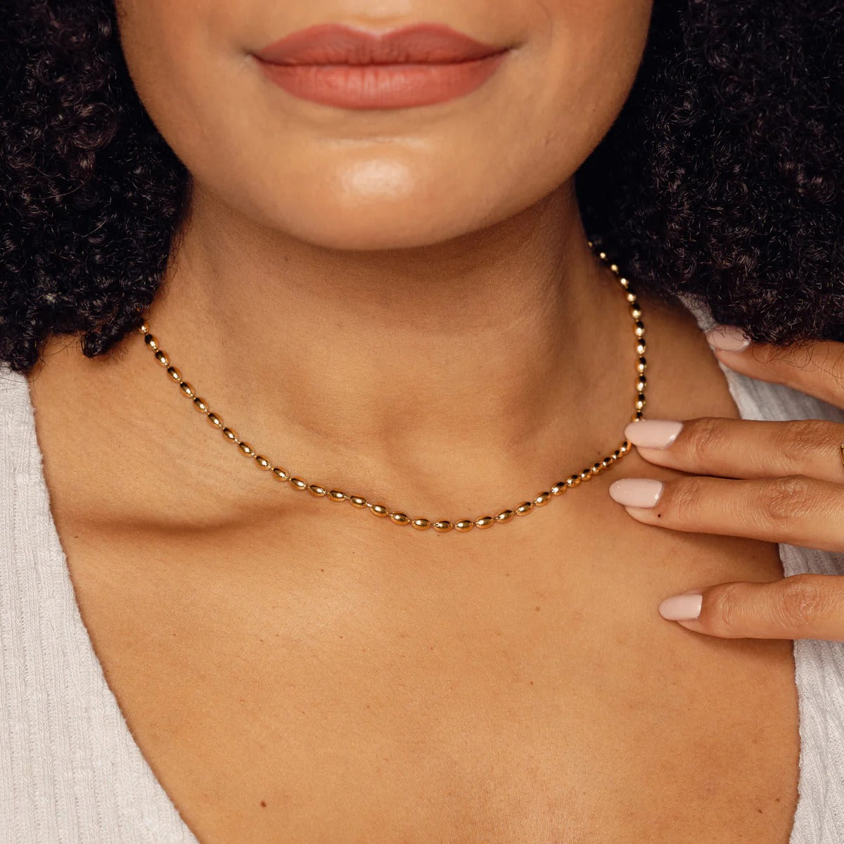 Sphere Chain Necklace Plated in 18K Gold