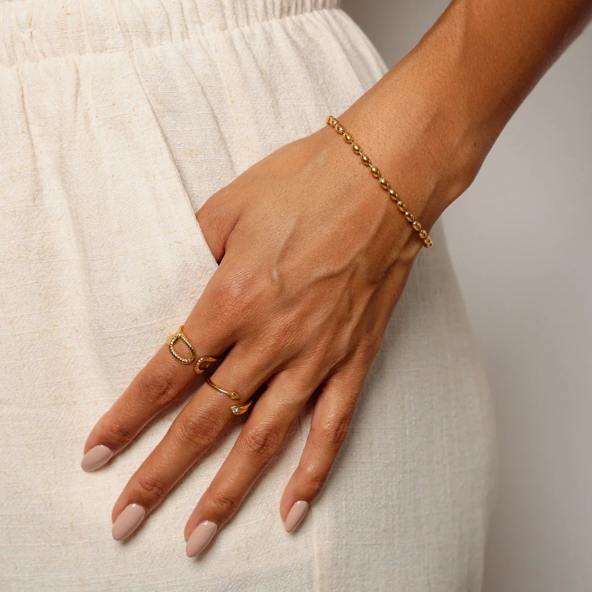 Gold Plated Chain Bracelet with Beads 18K