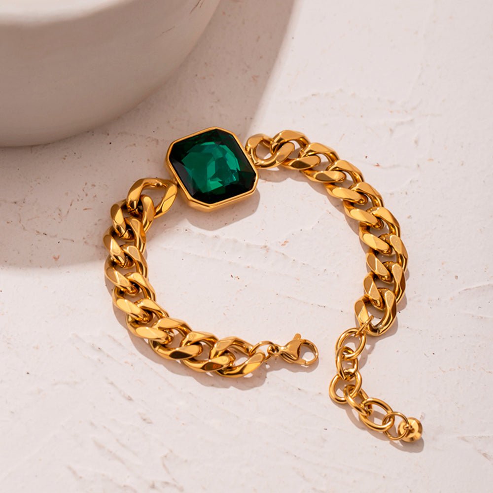 Rich Bracelet Green Emerald 18k Gold Plated