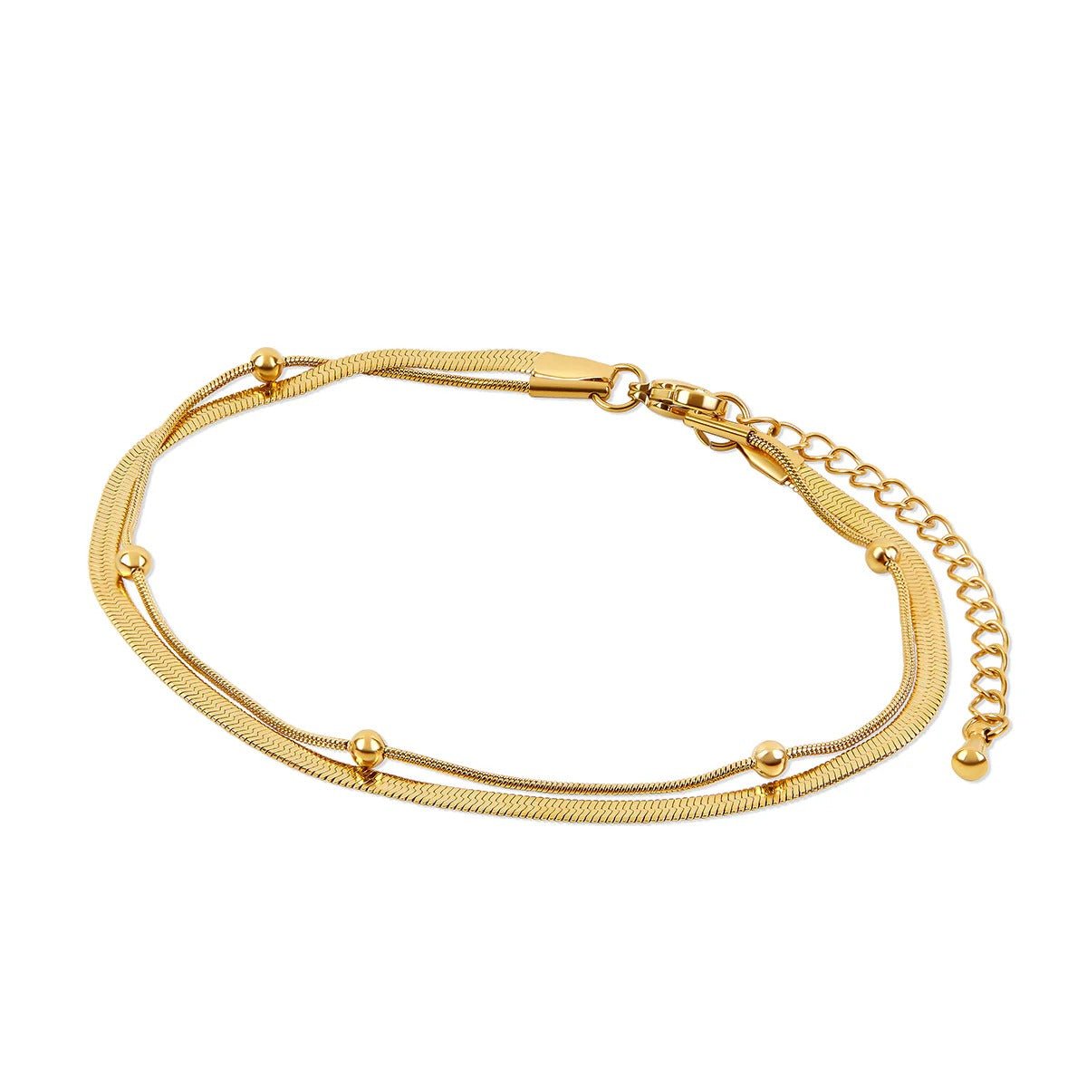 Double Ball Anklet Plated in 18K Gold