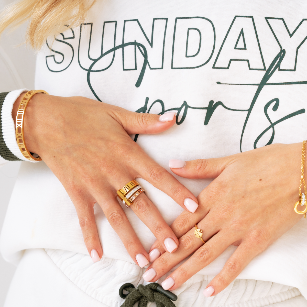 Triple Band Roman Numeral Ring Plated in 18K Gold