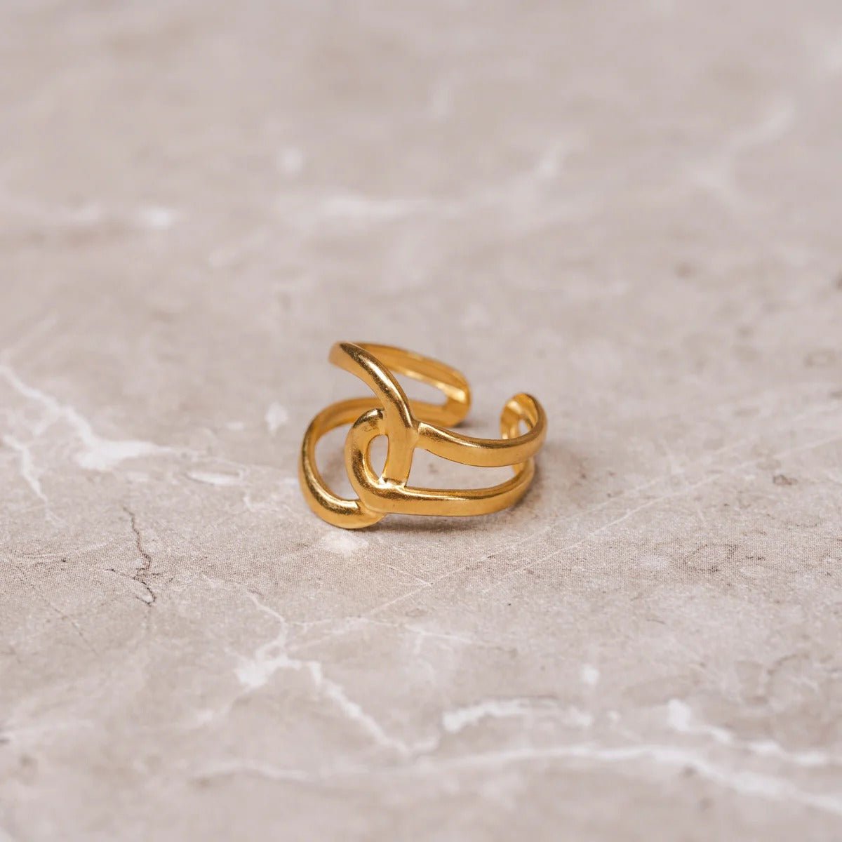 Abstract Adjustable Links Ring Plated in 18K Gold