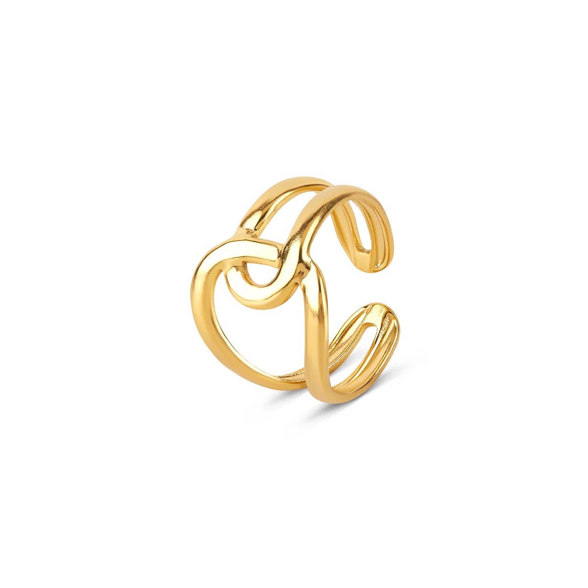 Abstract Adjustable Links Ring Plated in 18K Gold