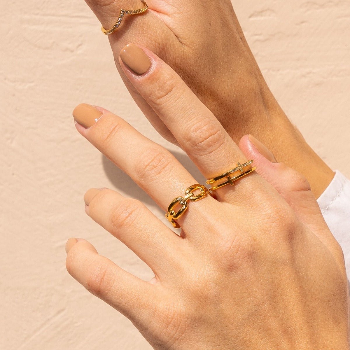 Adjustable Link Ring Plated in 18K Gold