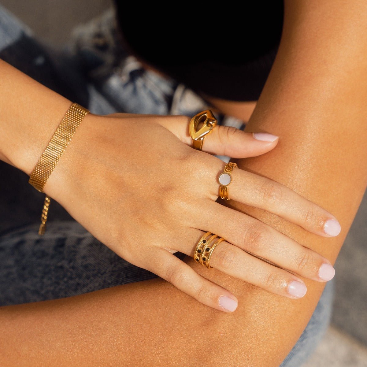 Adjustable Ring Melina Plated in 18K Gold