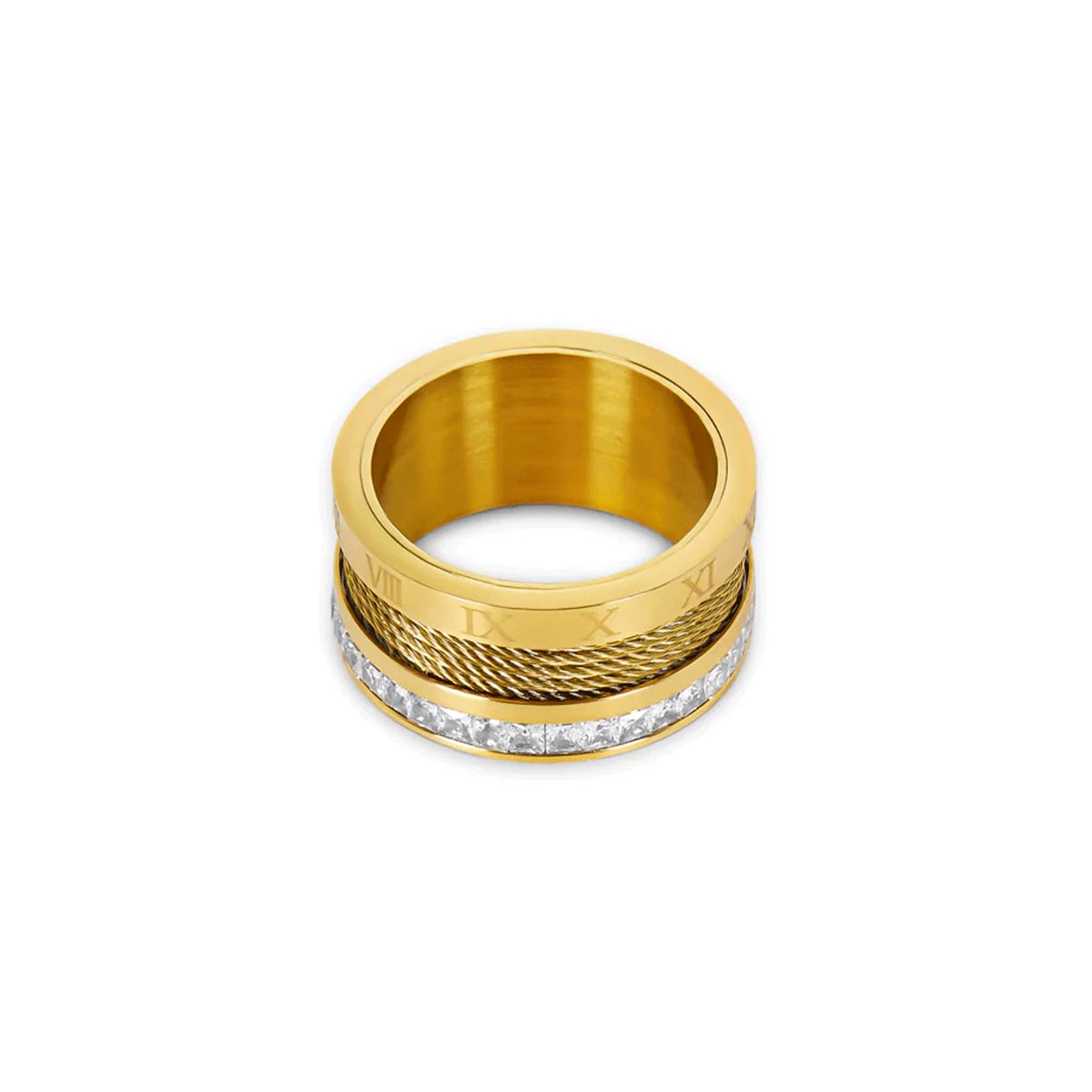 Wire Ring with Crystals Plated in 18k Gold
