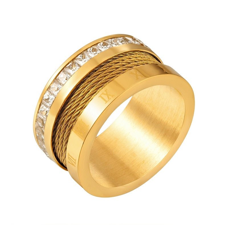Wire Ring with Crystals Plated in 18k Gold