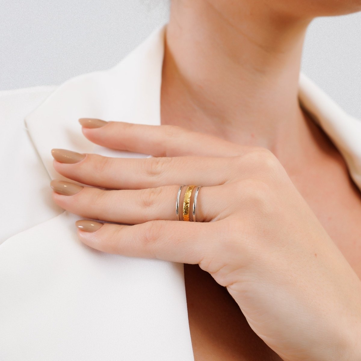 Adjustable Aura Ring with Mixed Gold and Silver Plating
