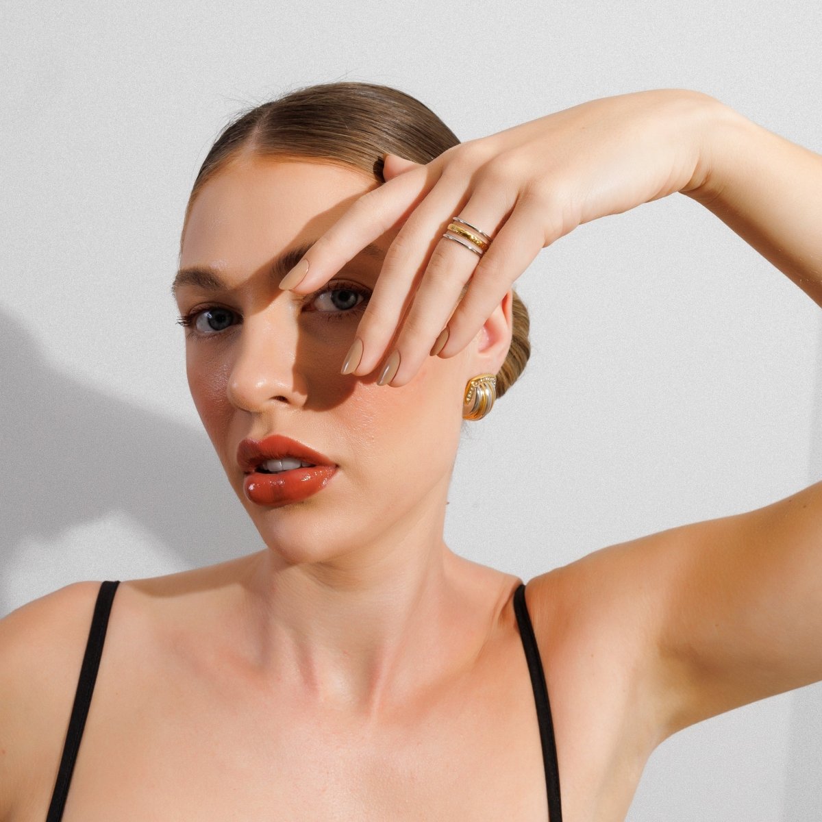 Bague Aura ajustable avec plaquage or et argent mixte