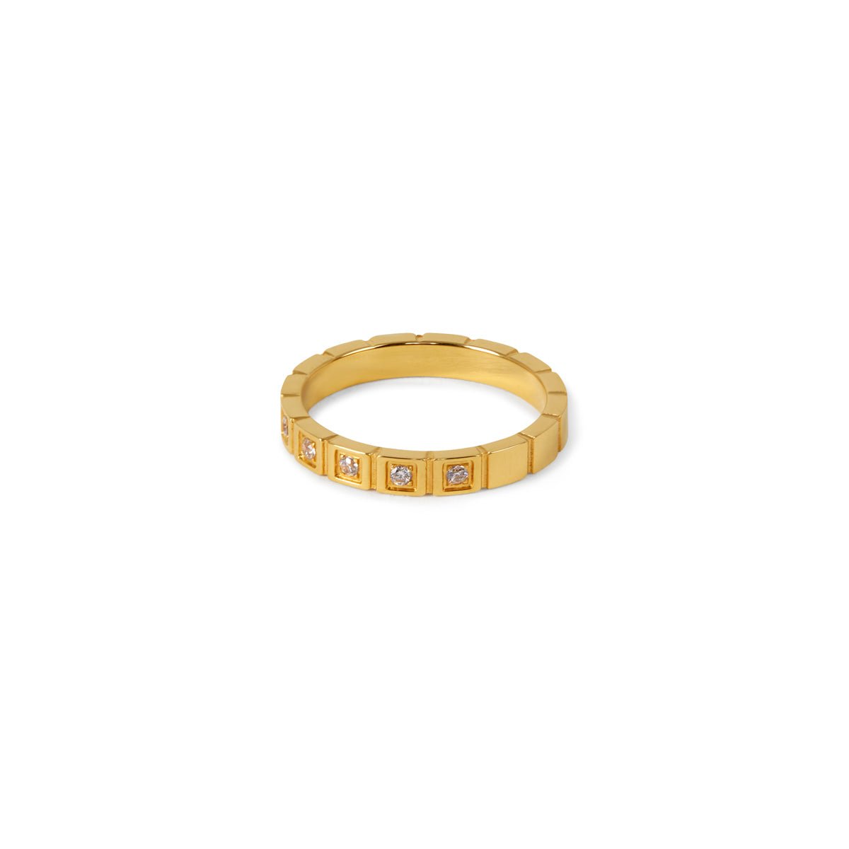 Stone Block Ring Plated in 18K Gold