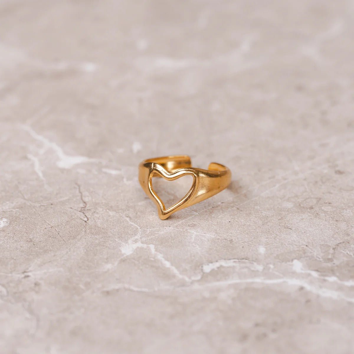 Abstract Heart Adjustable Ring Plated in 18K Gold