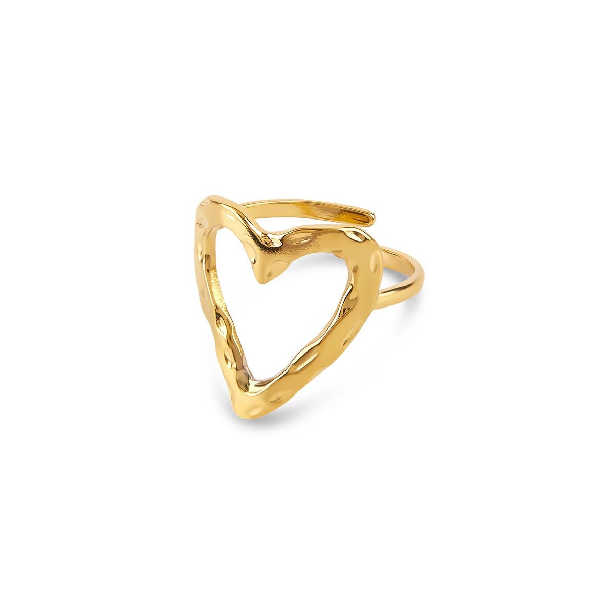 Adjustable Organic Heart Ring Plated in 18K Gold
