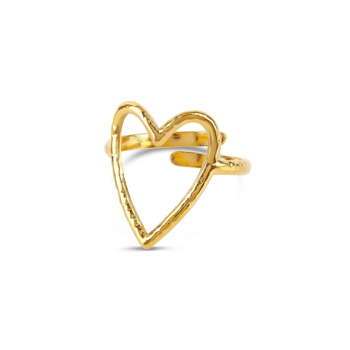 Adjustable Hollow Heart Ring Plated in 18K Gold