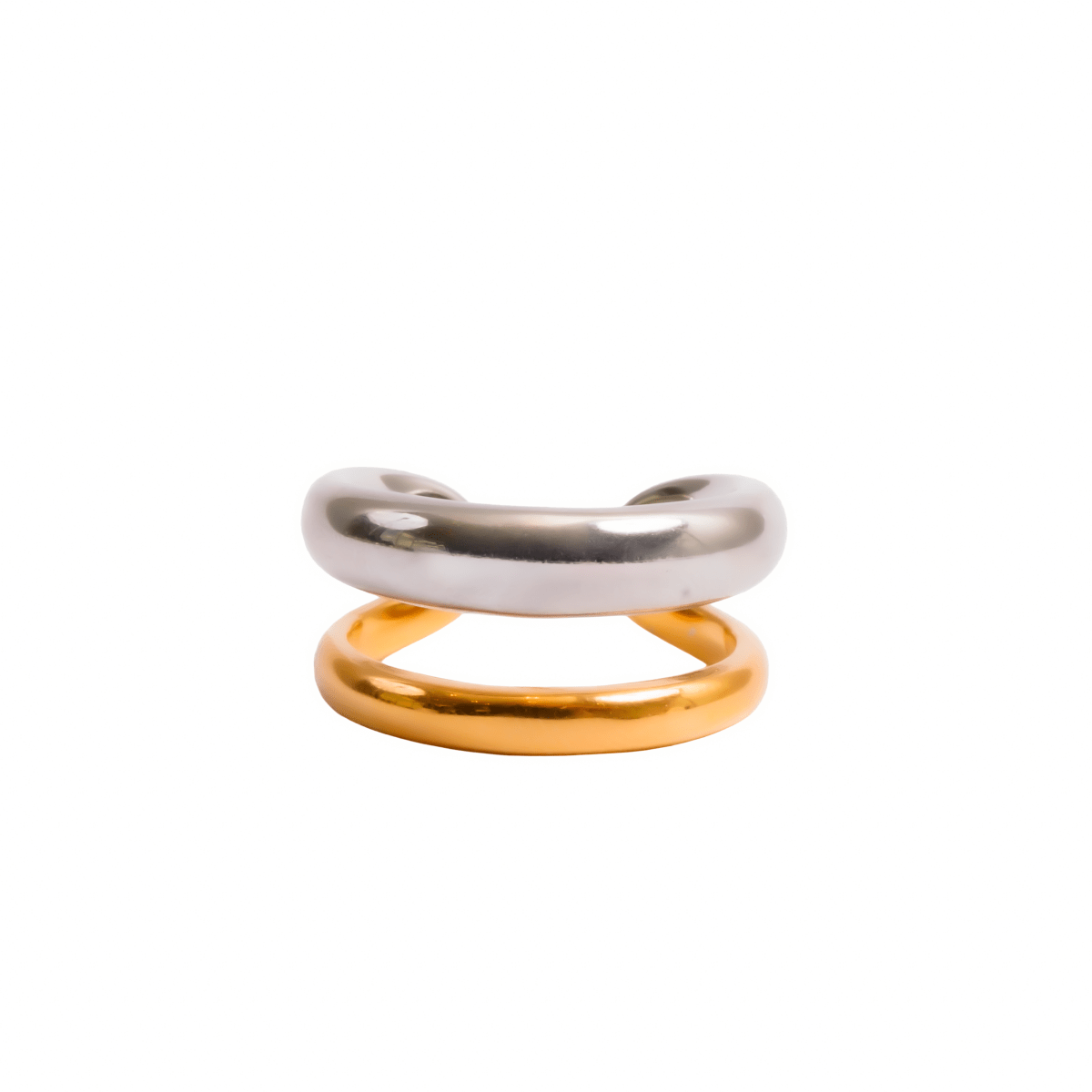Adjustable Duality Ring with Mixed Gold and Silver Plating