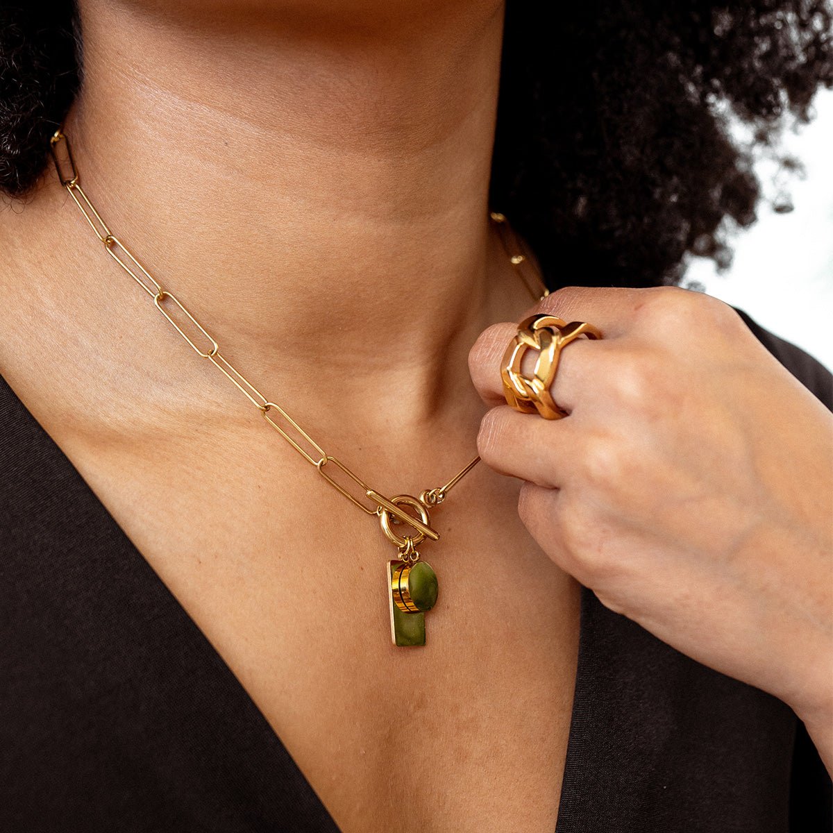 Double Link Ring Plated in 18K Gold