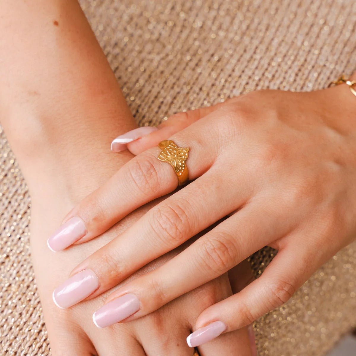 Flora Adjustable Ring Plated in 18K Gold