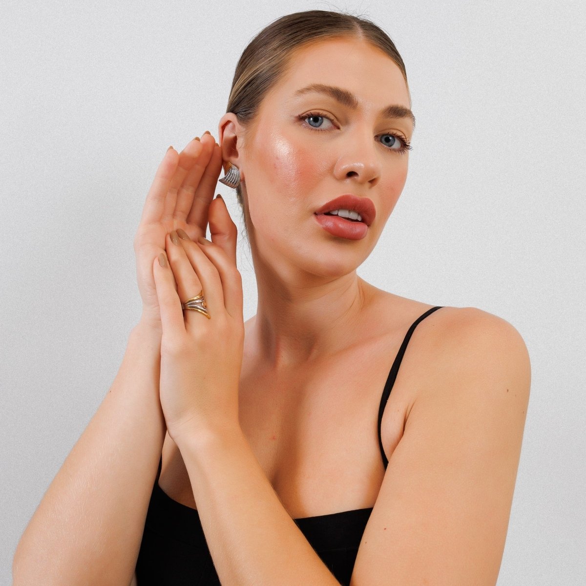 Adjustable Flow Ring with Mixed Gold and Silver Plating