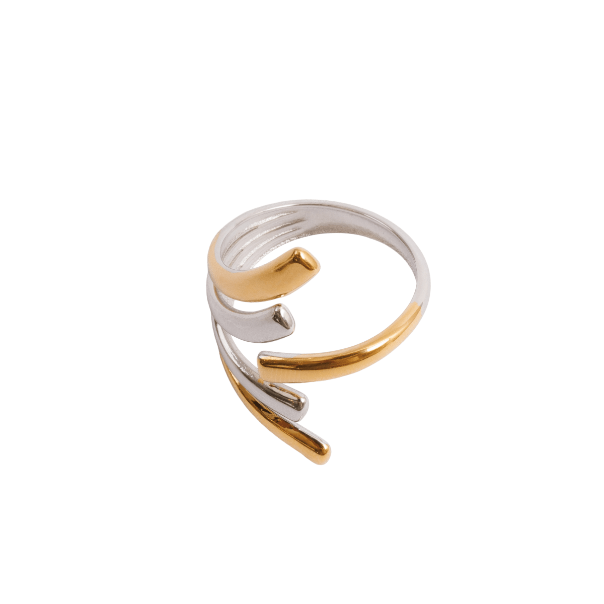 Adjustable Flow Ring with Mixed Gold and Silver Plating