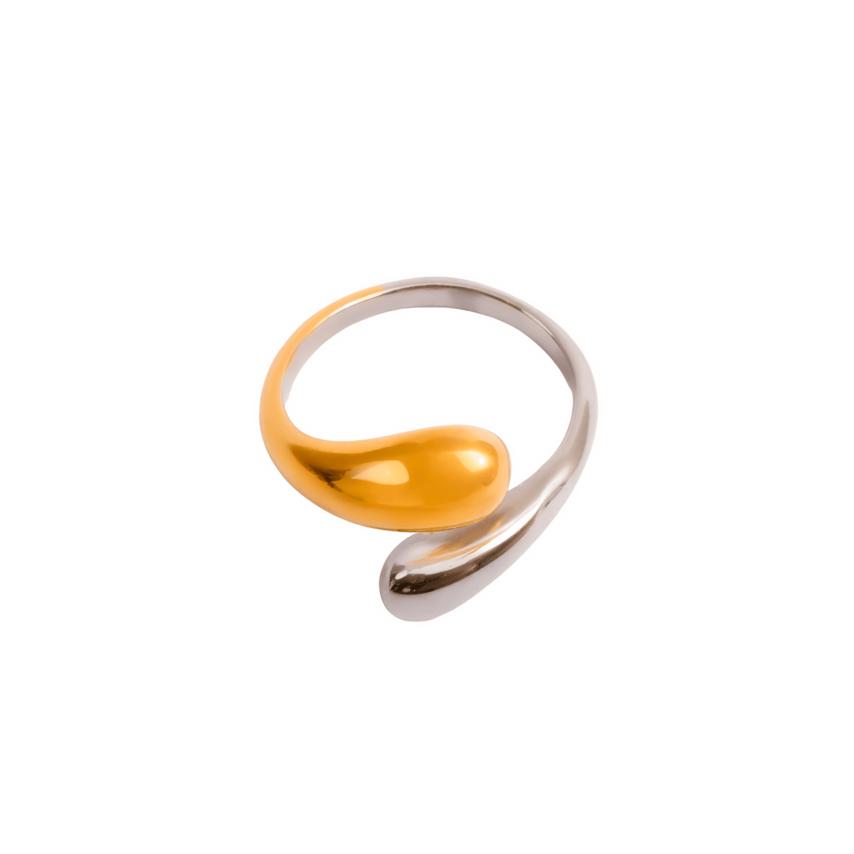 Adjustable Drop Ring with Mixed Gold and Silver Plating