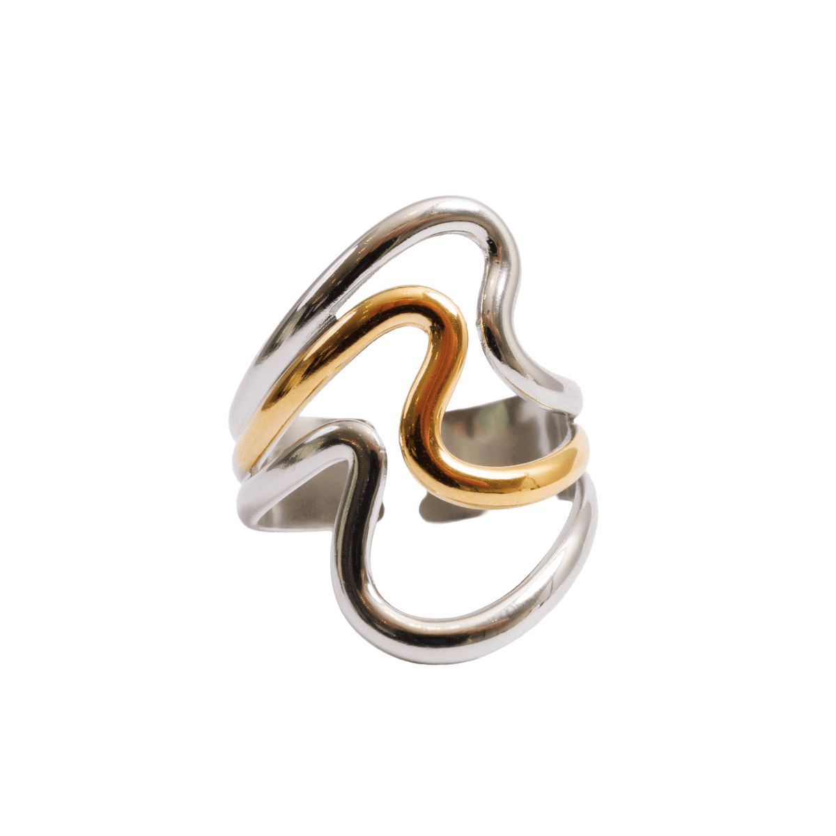 Adjustable Dual Harmony Ring with Mixed Gold and Silver Plating