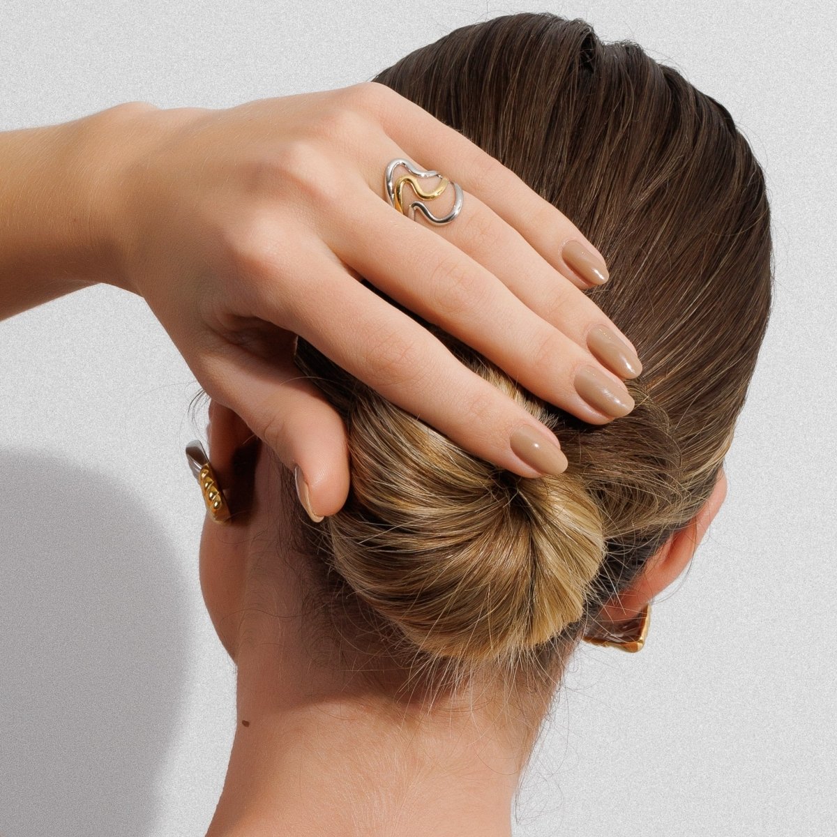 Adjustable Dual Harmony Ring with Mixed Gold and Silver Plating