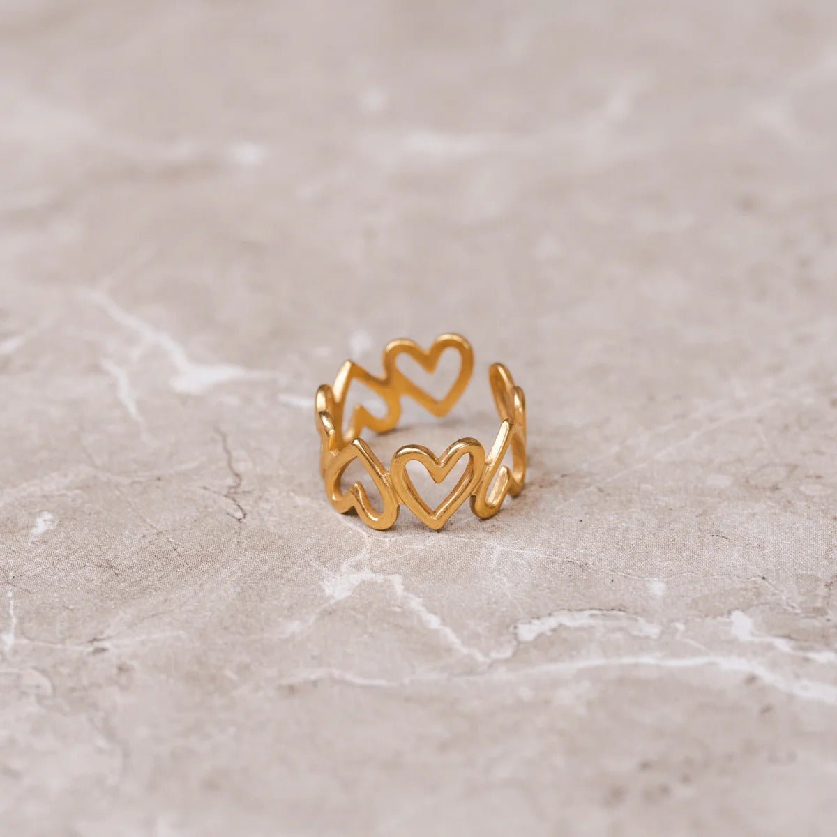Adjustable Love Cutout Ring Plated in 18K Gold