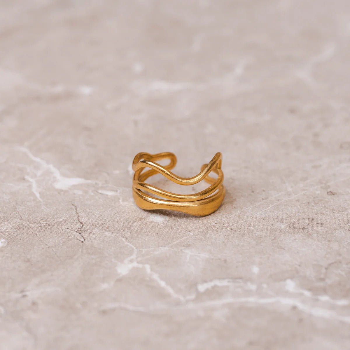 Adjustable Waves Ring Plated in 18K Gold