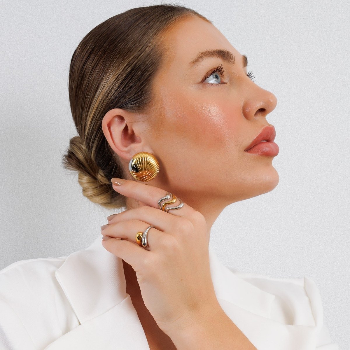 Bague Waves ajustable avec plaquage or et argent mixte