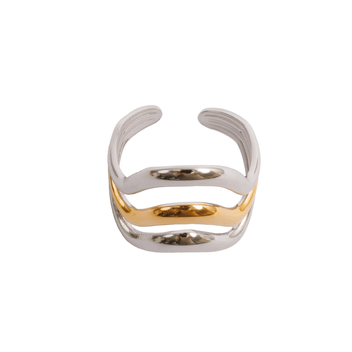 Bague Waves ajustable avec plaquage or et argent mixte