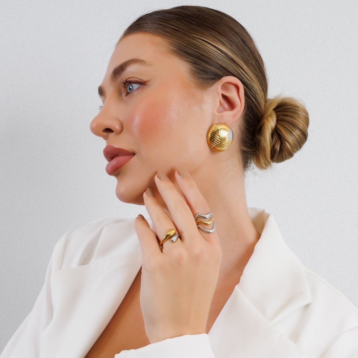 Bague Waves ajustable avec plaquage or et argent mixte