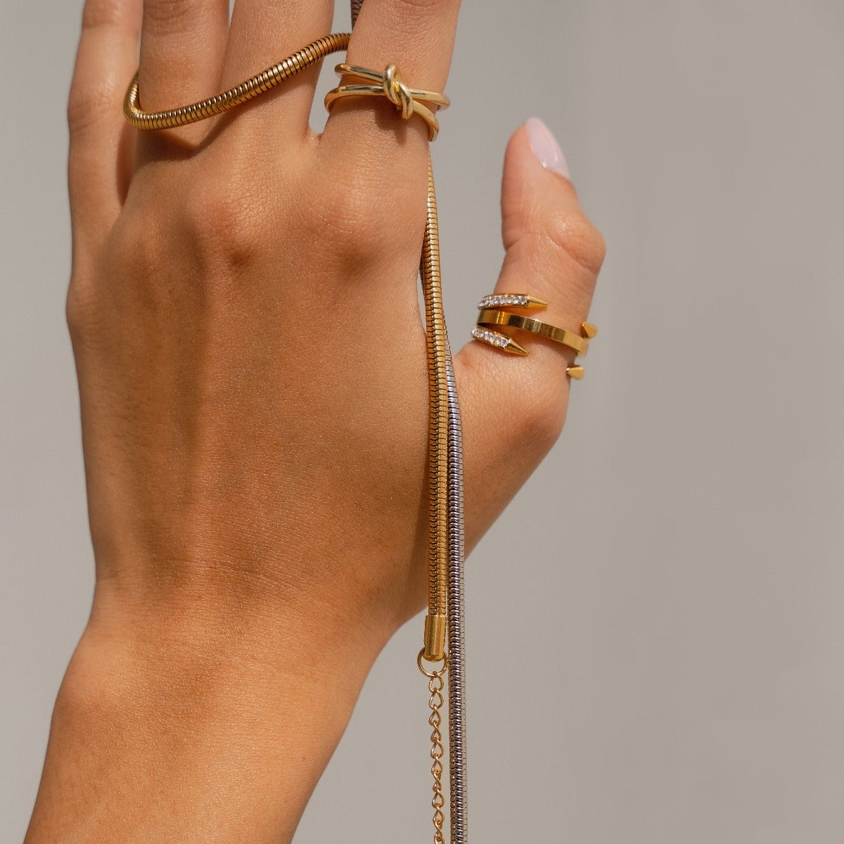 Nail Ring with Tips Plated in 18K Gold