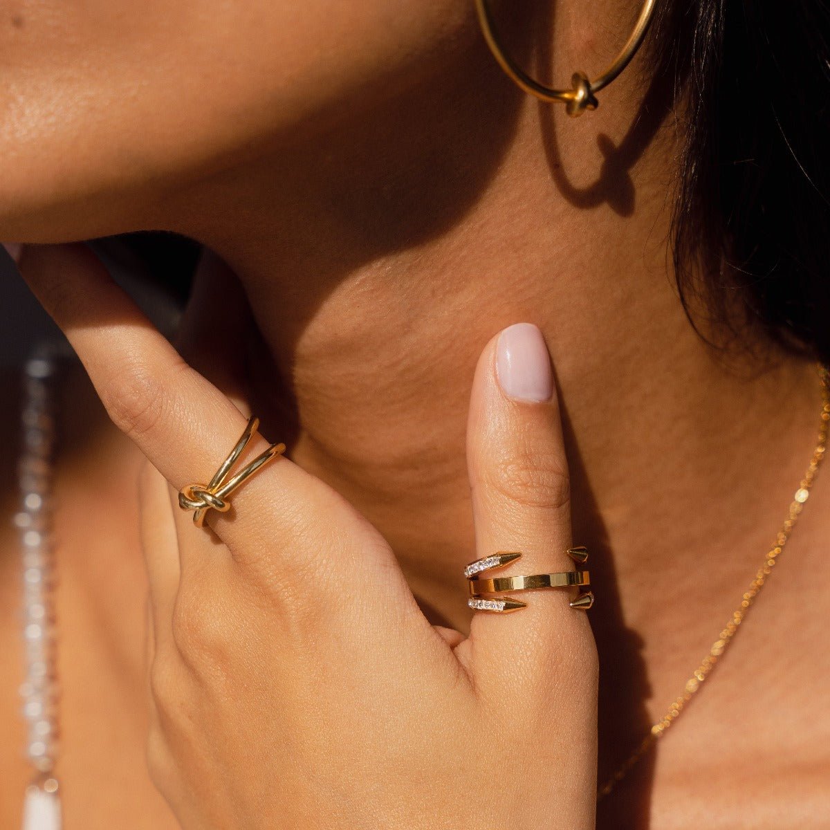 Nail Ring with Tips Plated in 18K Gold