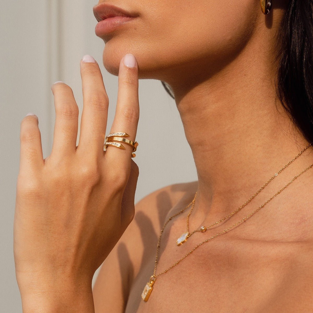 Nail Ring with Tips Plated in 18K Gold