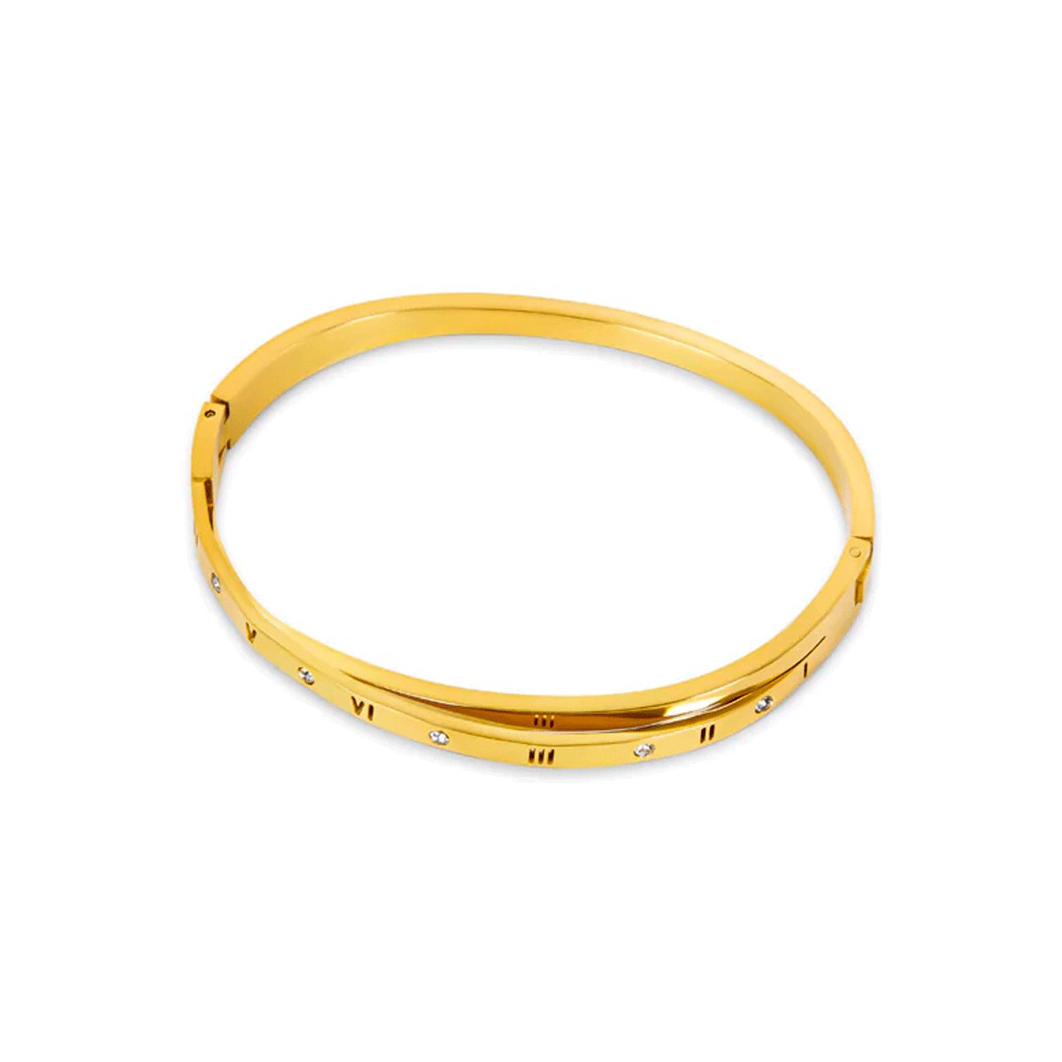 Intertwined Roman Numeral Bracelet 18k Gold Plated