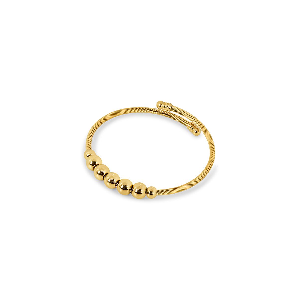 Adjustable Anti-Stress Bracelet with Gold-Plated Beads