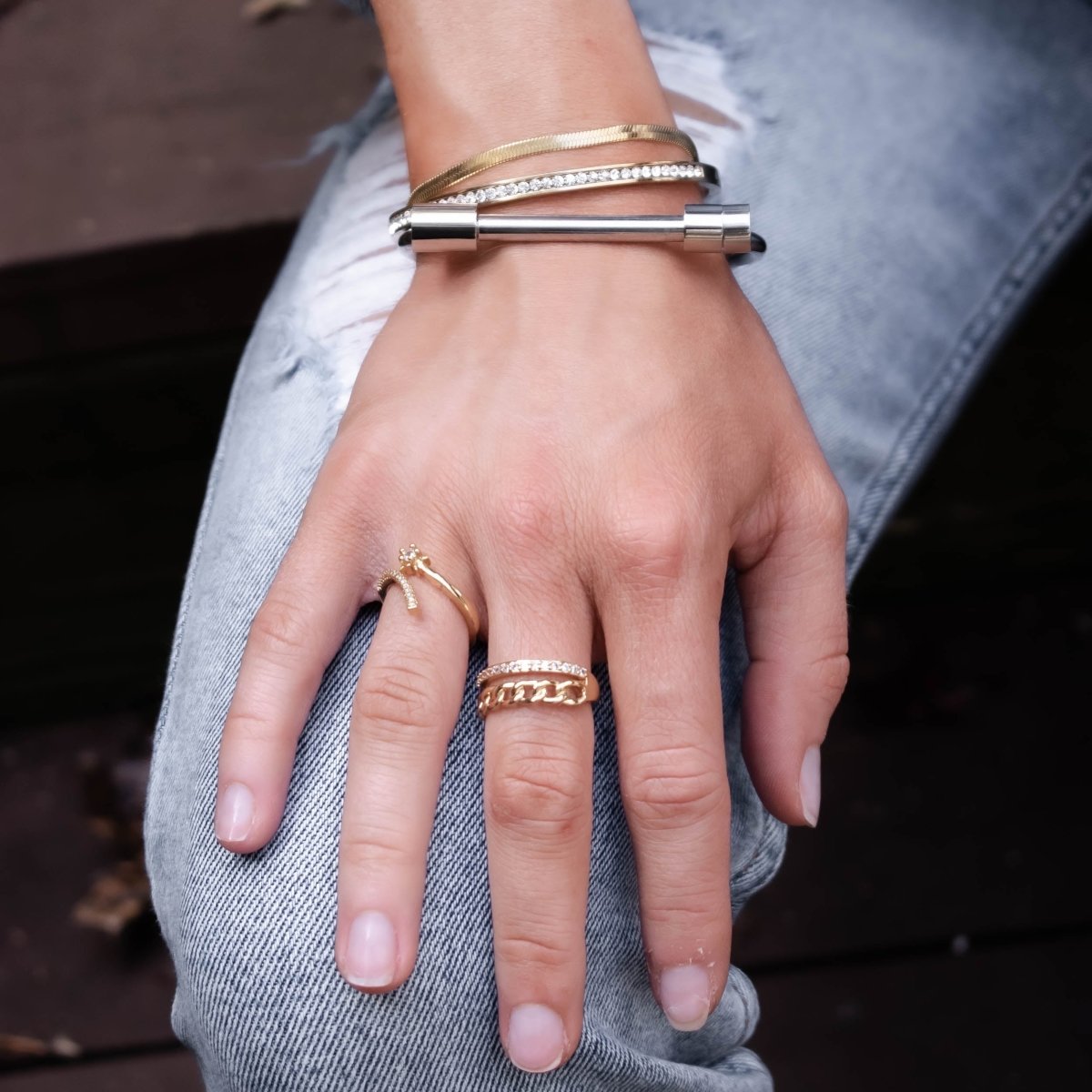 Bracelet manchette à vis - Argent