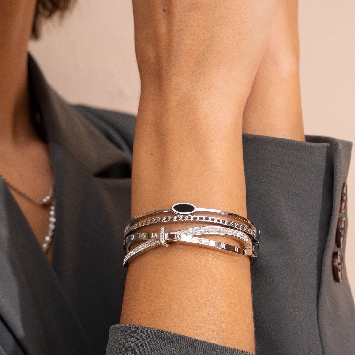 Roman Bracelet Zirconia - Silver