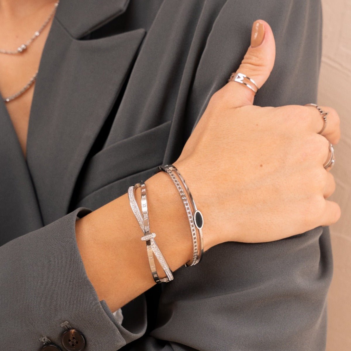 Roman Bracelet Zirconia - Silver