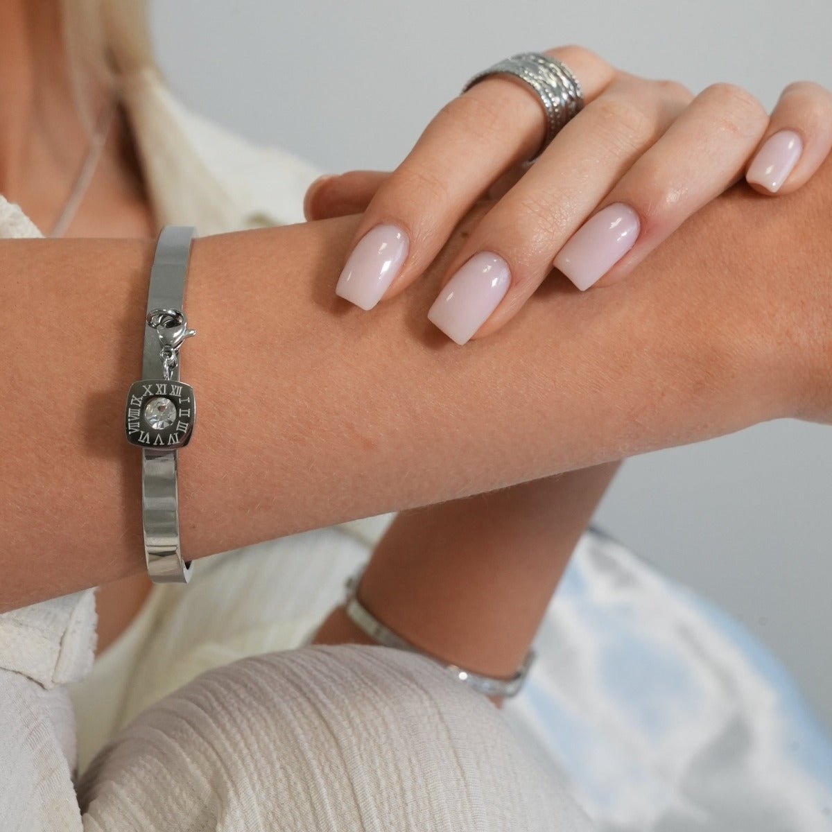 Bracelet à breloques carrées - Argent