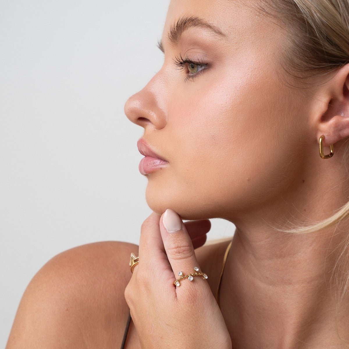 Square Hoop Earring Plated in 18k Gold